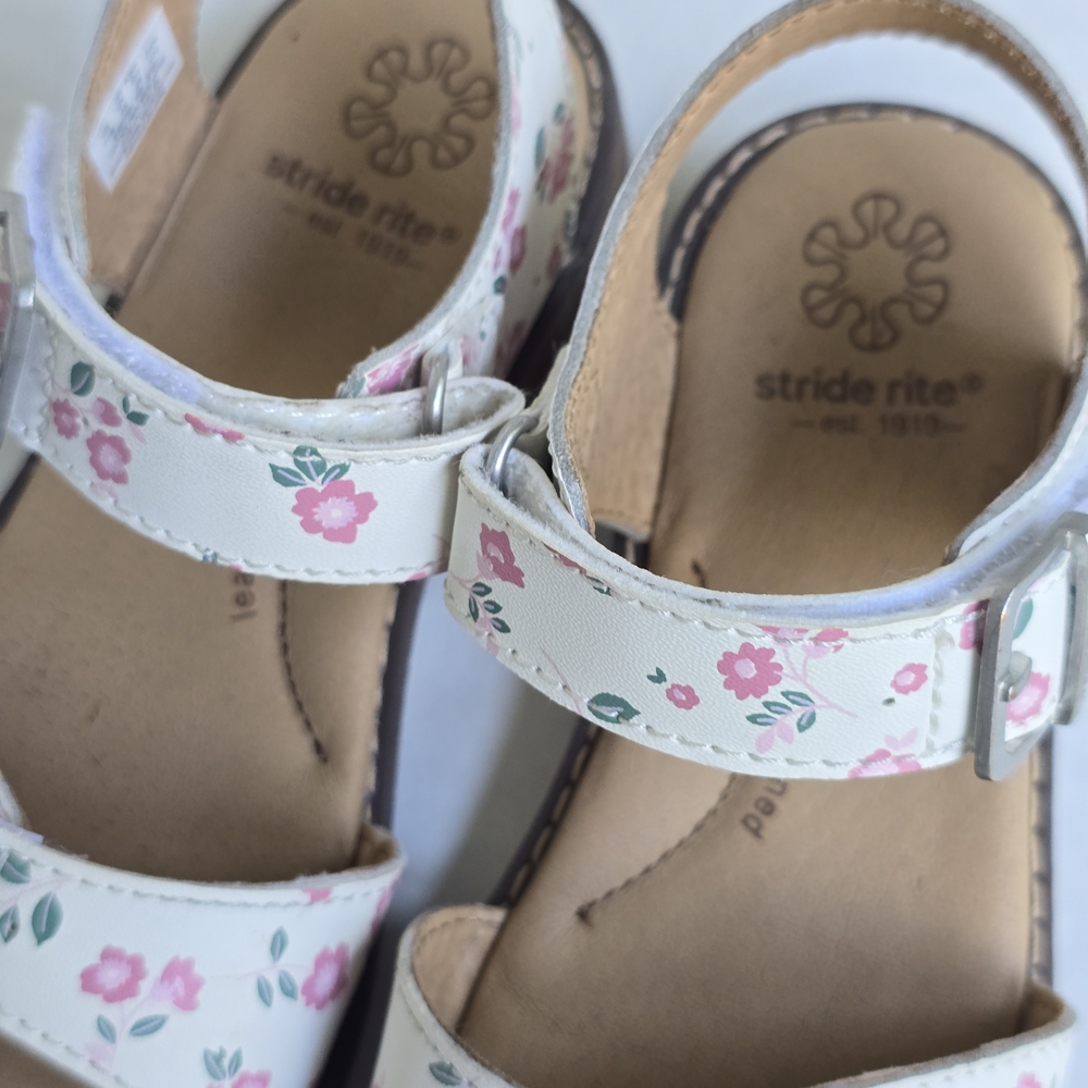 Stride Rite White Floral Kids Sandals 11 Toddler - Picture 7 of 7